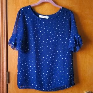 Deep navy white polka dot size M